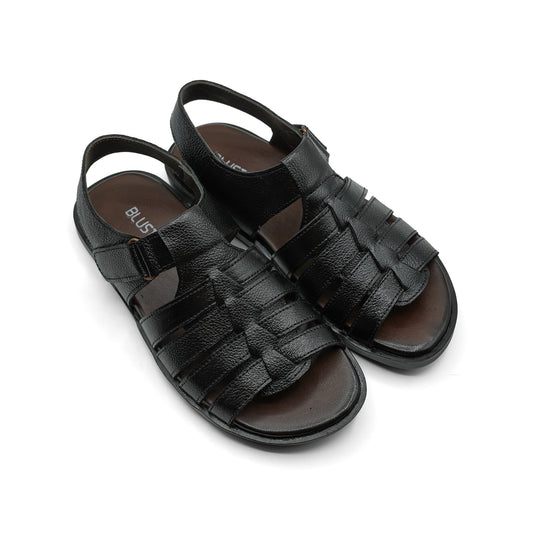Black Multi Strap Leather Men Sandals