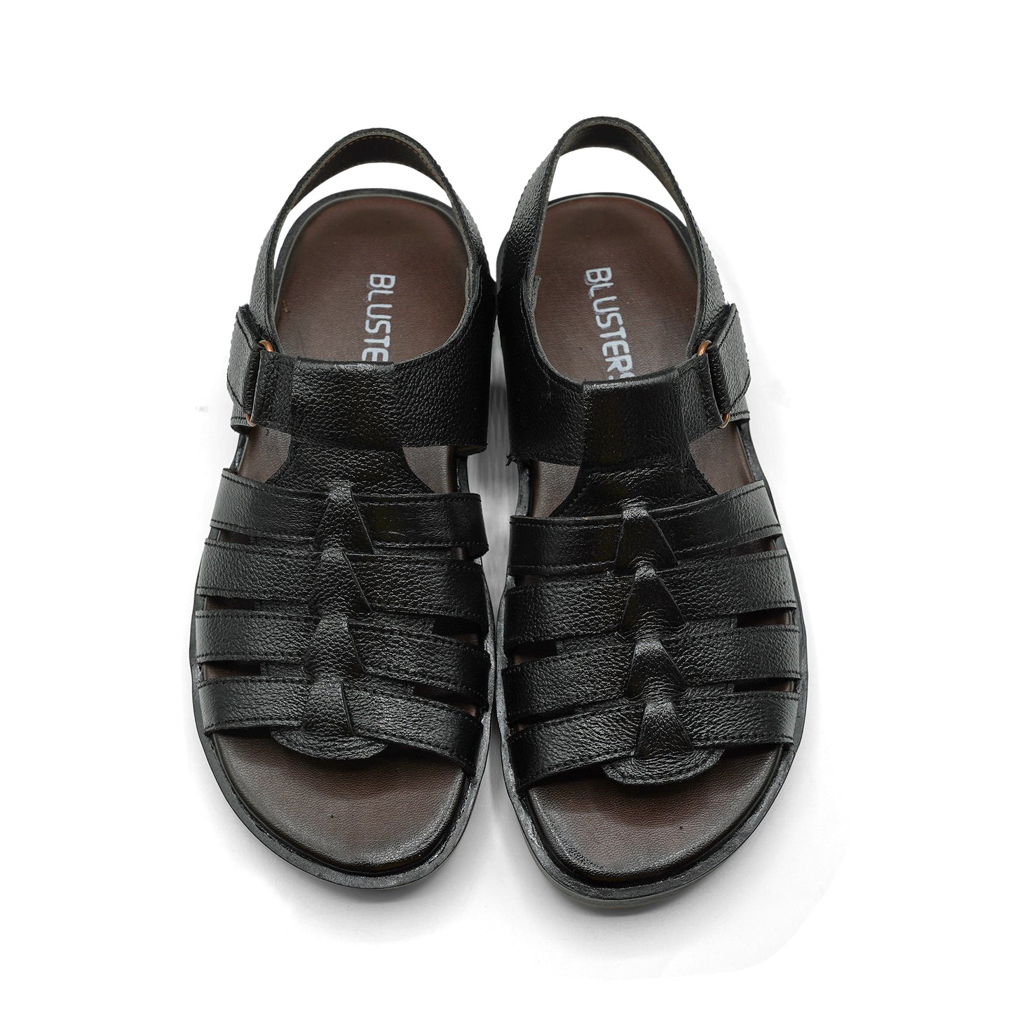 Black Multi Strap Leather Men Sandals