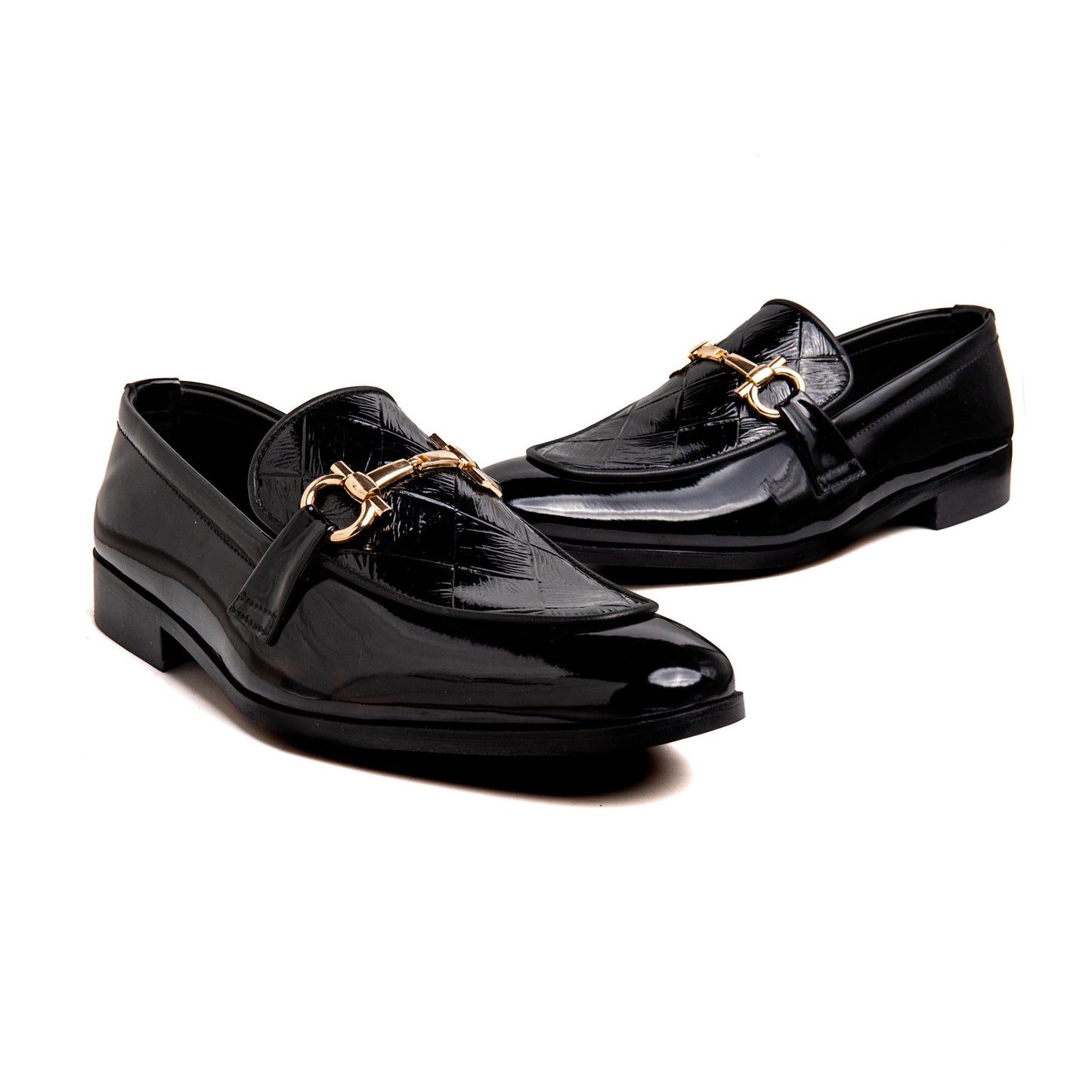 Men Black Shine Imported PU Leather Shoes
