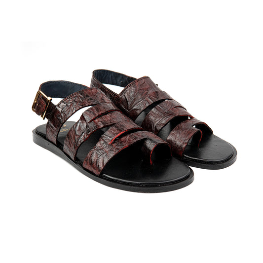 Brown Engraved Premium Leather Sandals