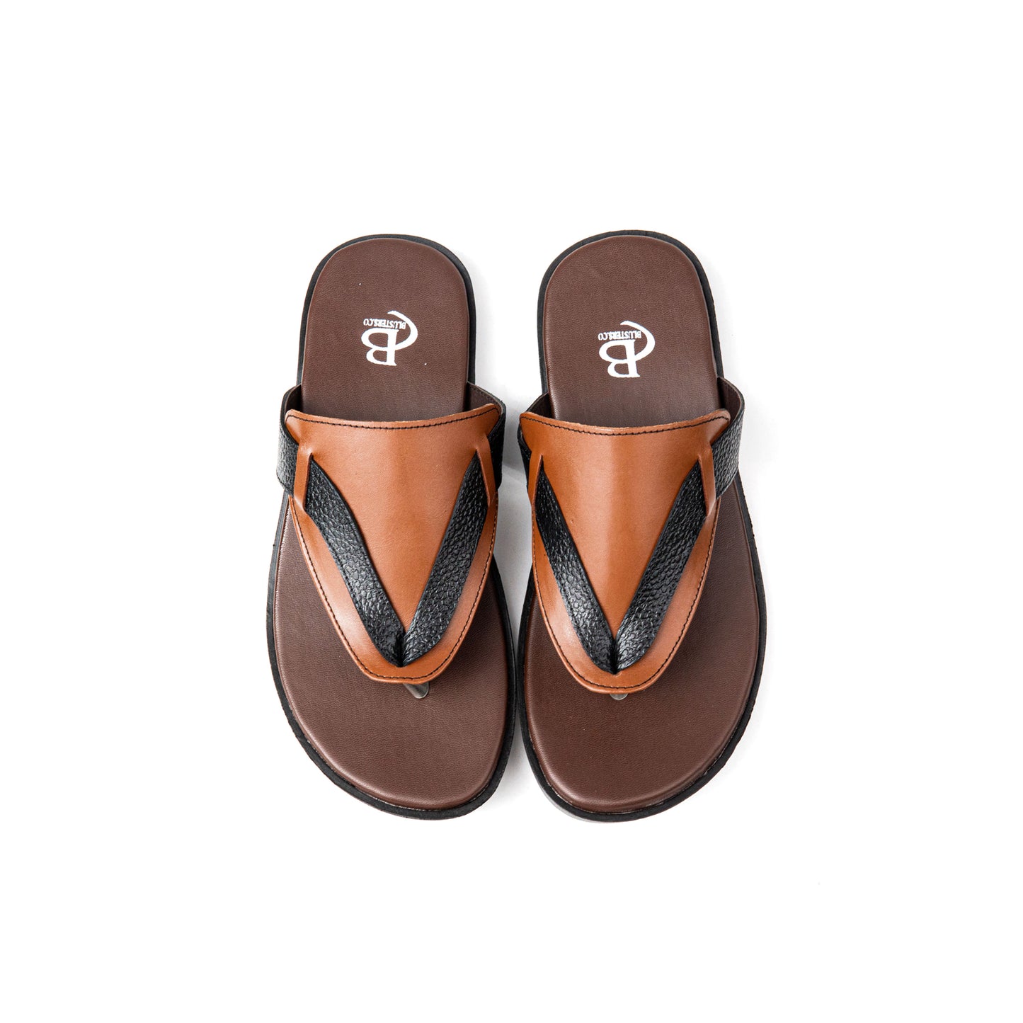 Crossed Brown Leather Slippers