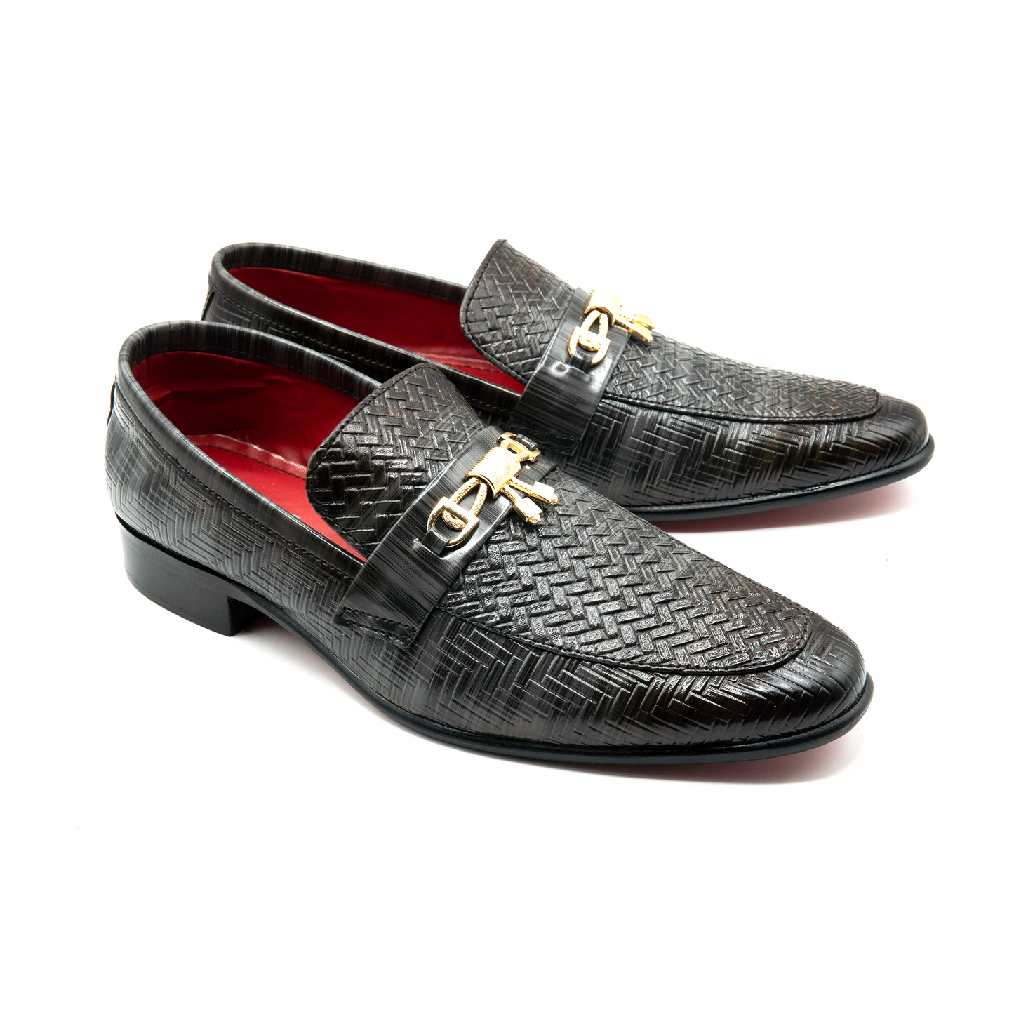 Men Grey Imported PU Leather Shoes