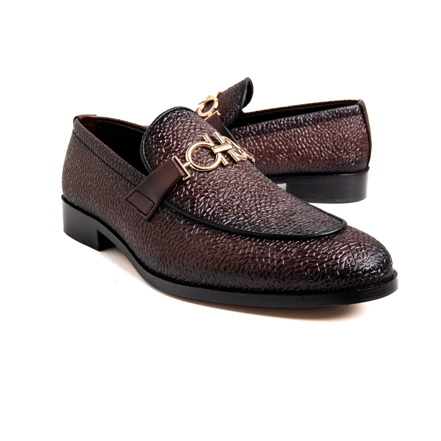 Men Brown Engraved Imported PU Leather Shoes