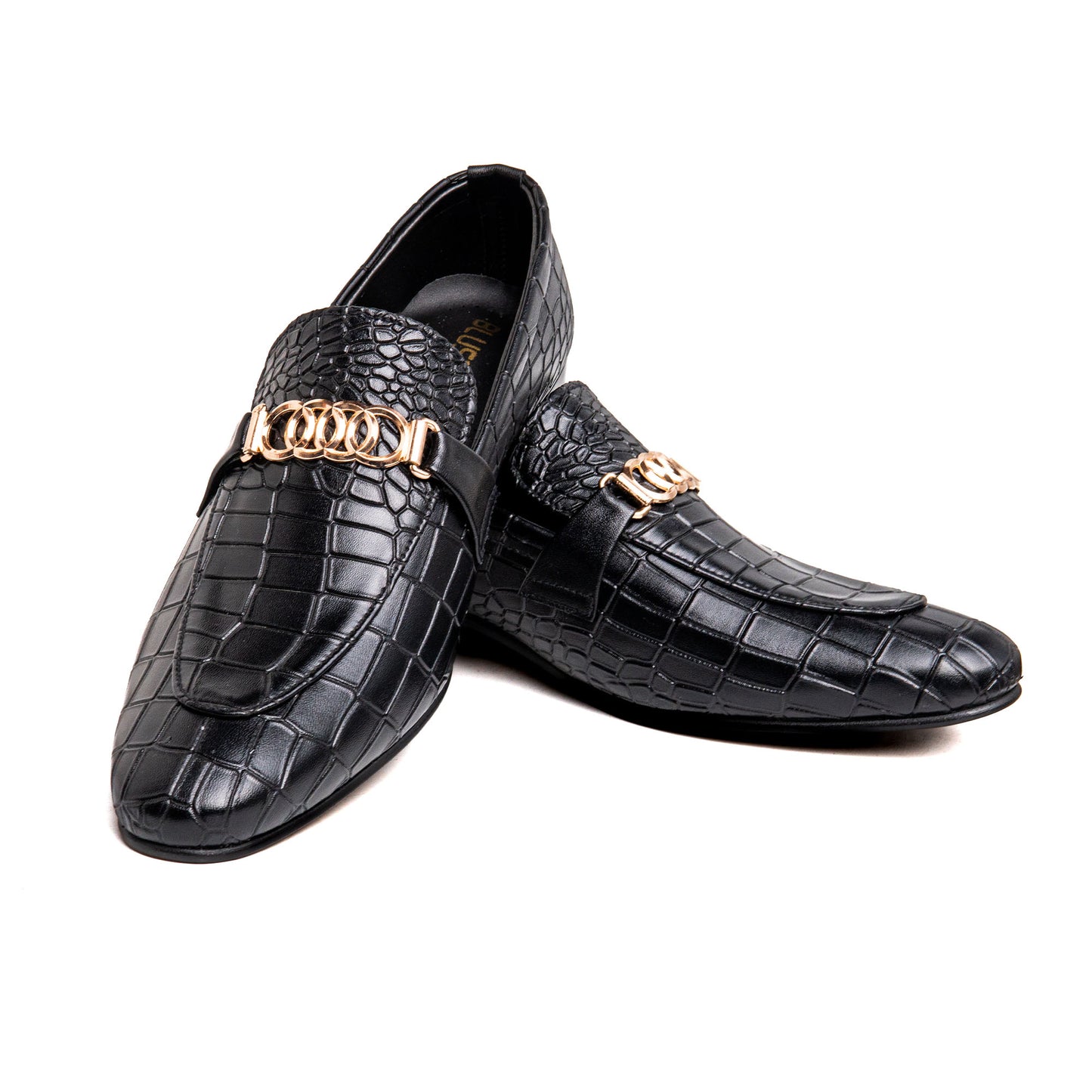 Men Black Engraved Imported PU Leather Shoes