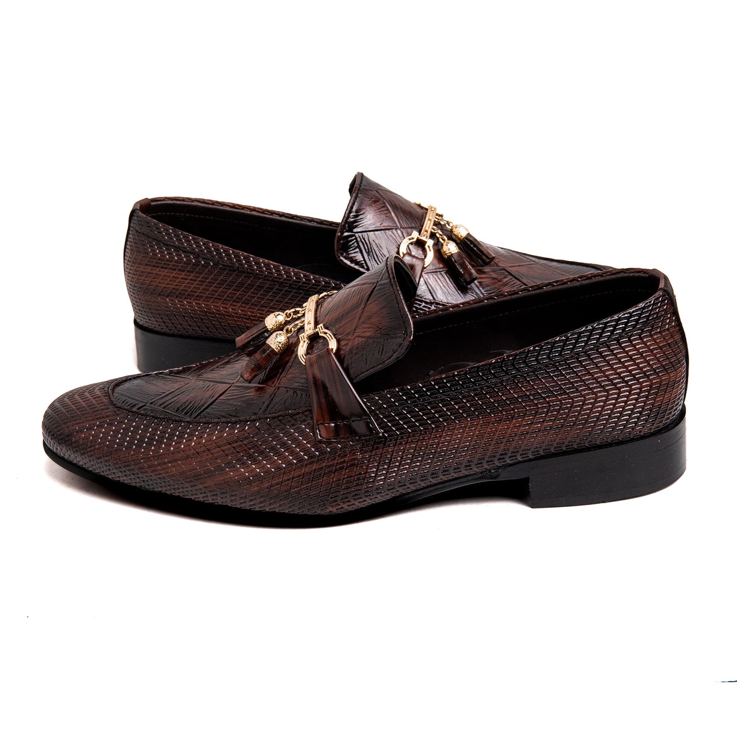 Men Brown Tussle Imported PU Leather Shoes