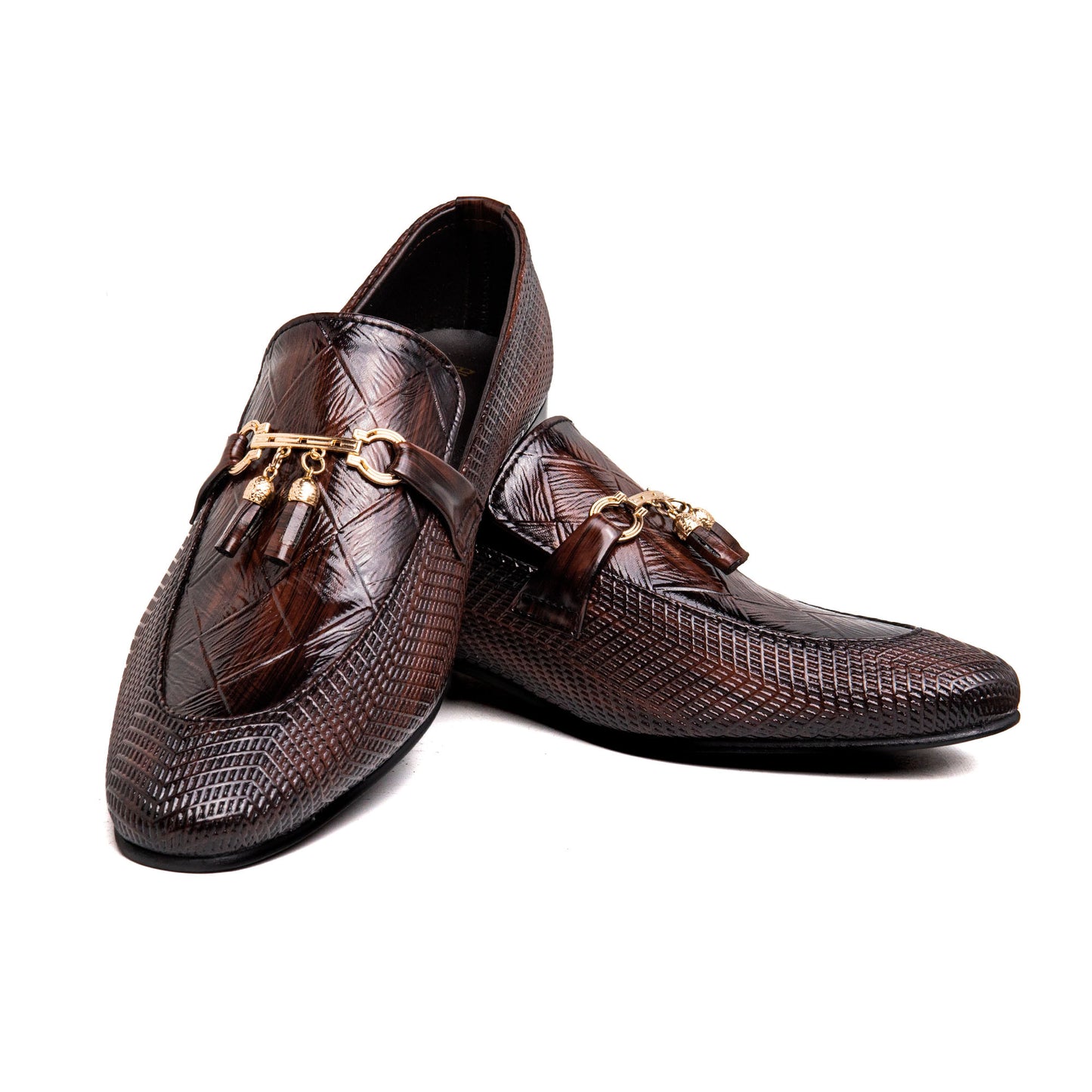 Men Brown Tussle Imported PU Leather Shoes