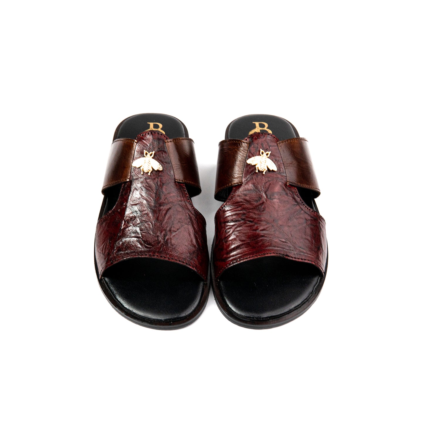 Brown Buckled Premium Leather Slippers