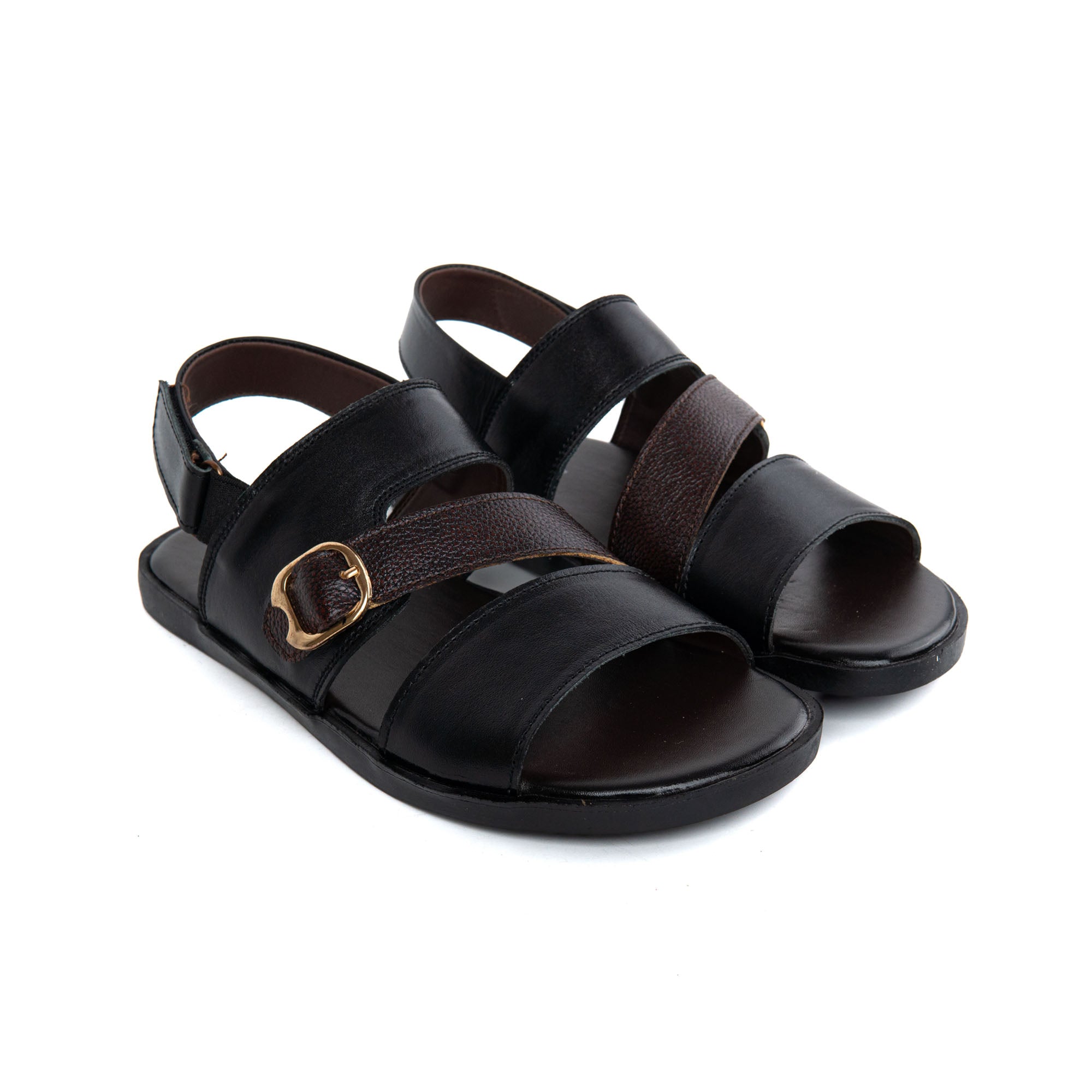 Cross Styled Men Leather Sandals - Blusters