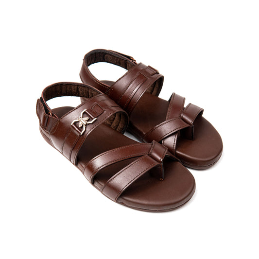 Side Buckled Leather Sandals
