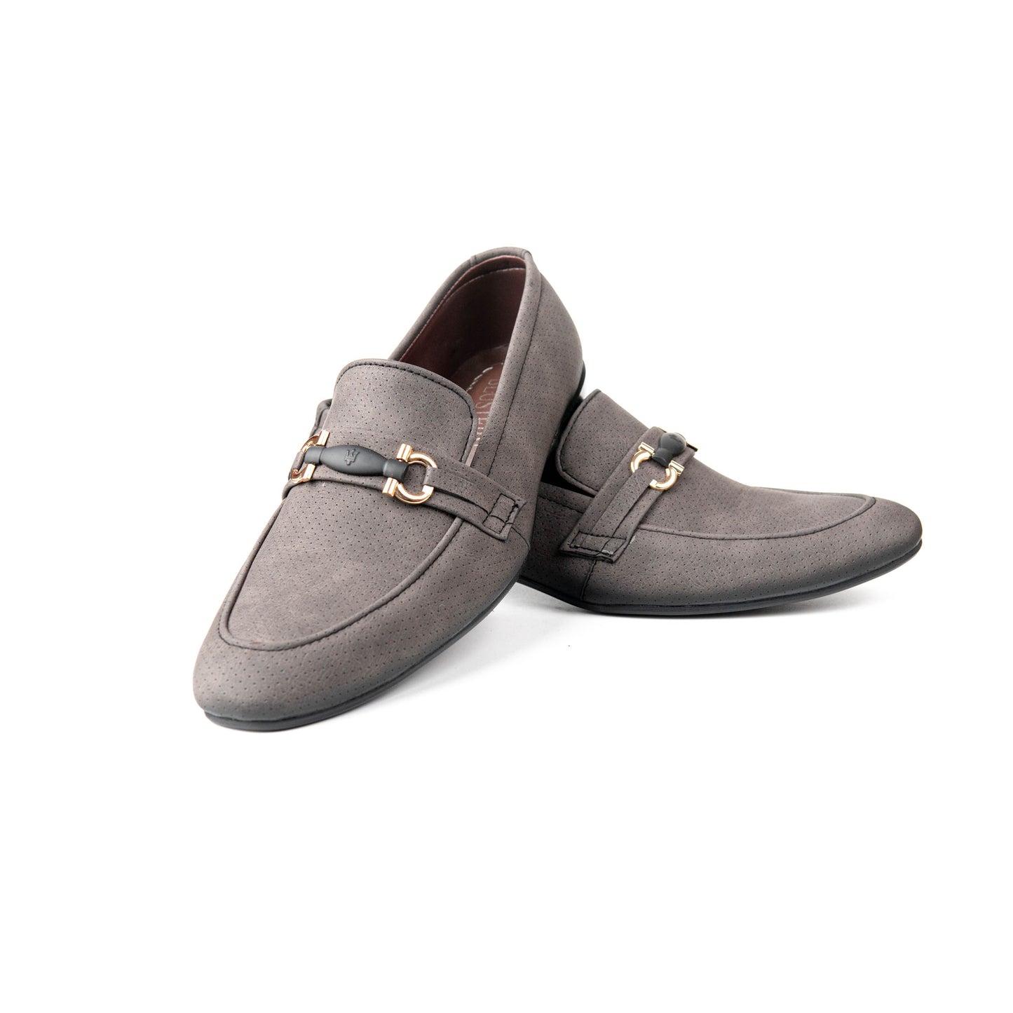Strap Buckle Grey Formal Shoes