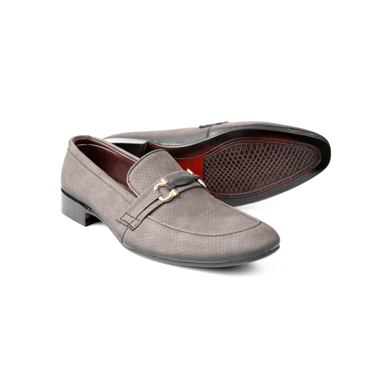 Strap Buckle Grey Formal Shoes
