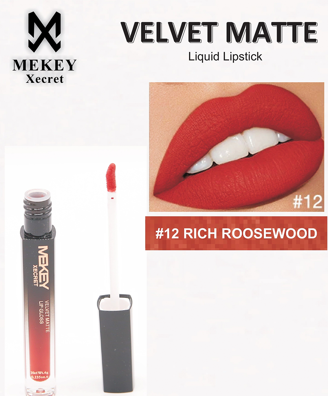 rich rose wood liquid velvet Lipstick Mekeyxecret